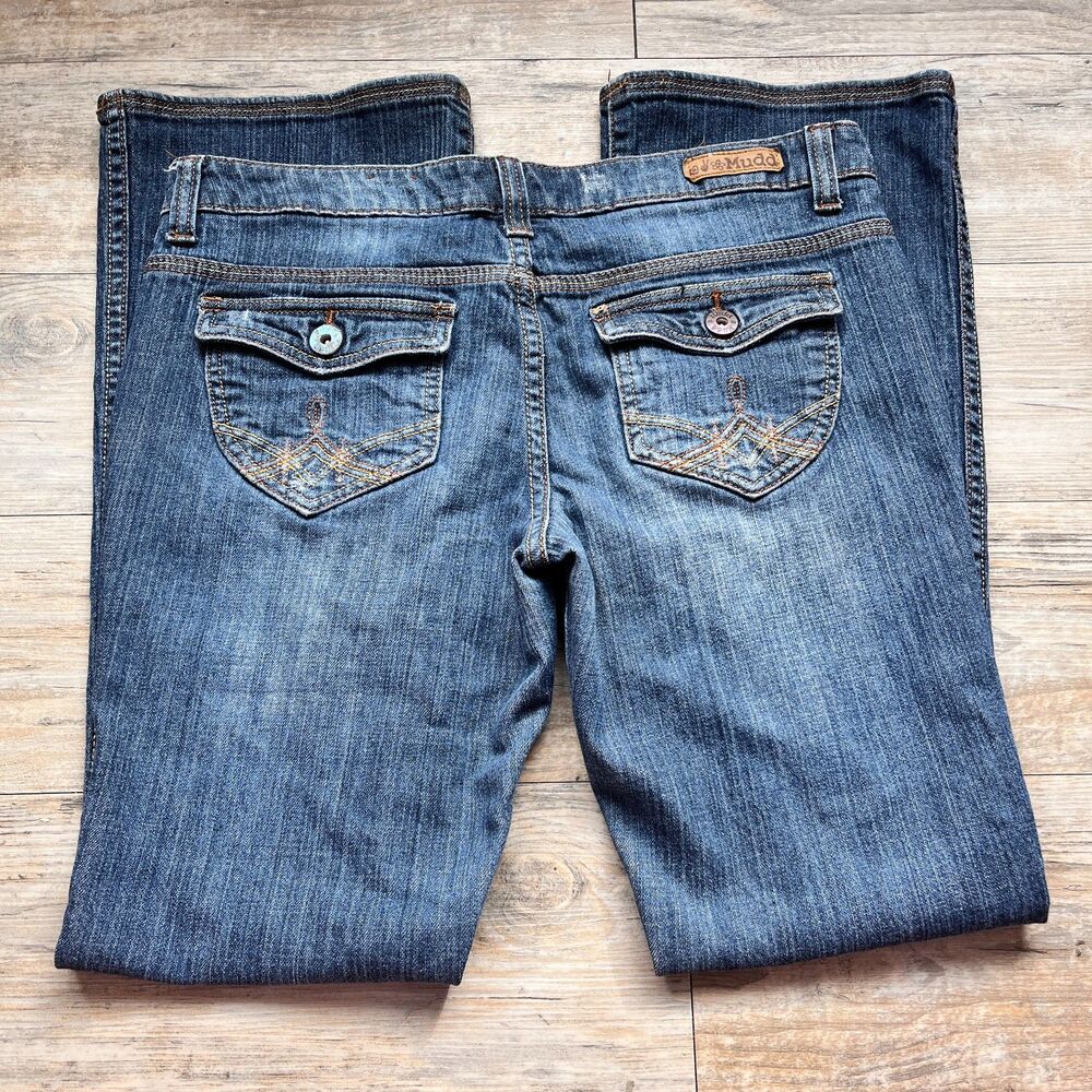 Mudd Low Rise Bootcut Jeans Y2K Vintage Denim Flap Back Pockets Size 11 Flare